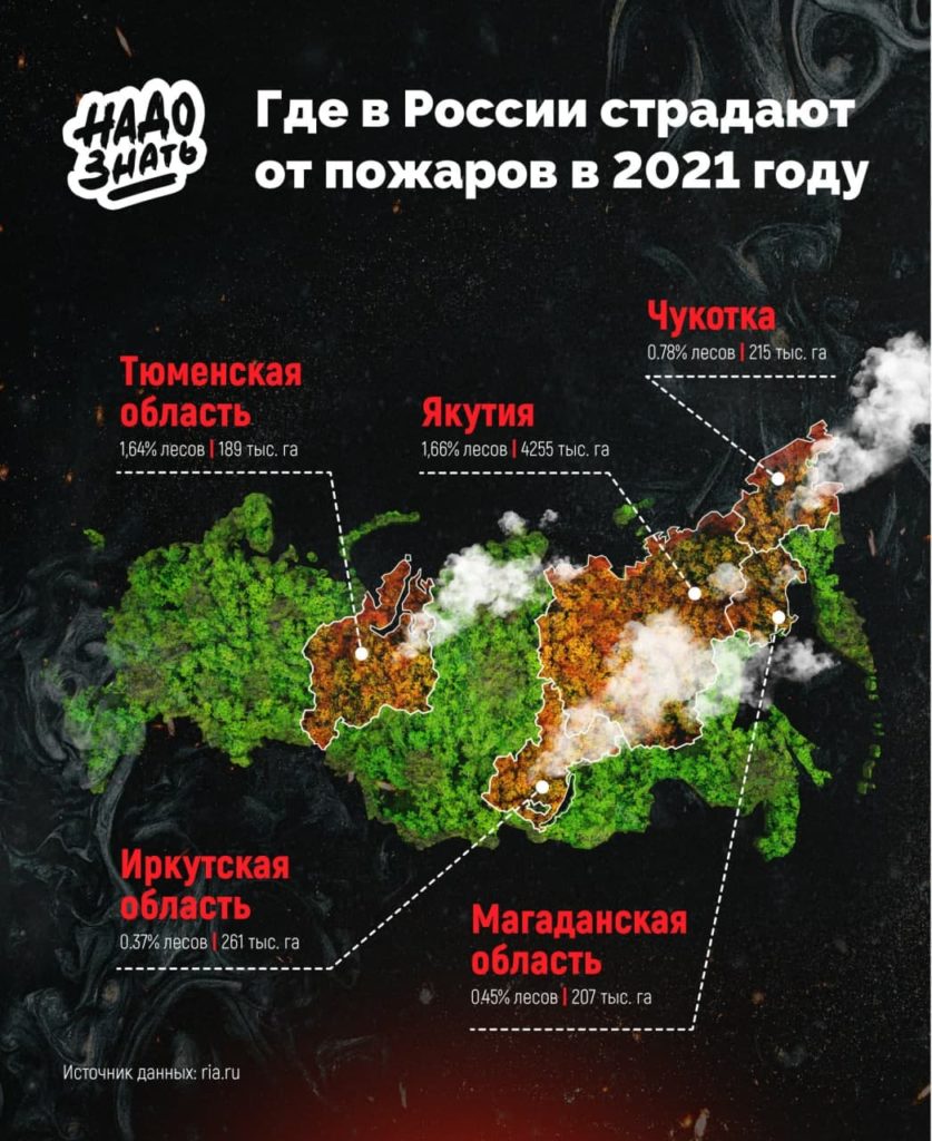 Где в России страдают от пожаров в 2021 году